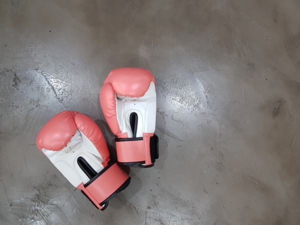 pair of pink boxing gloves