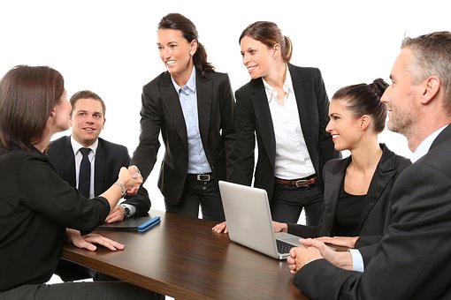 Men, Employees, Suit, Work, Greeting